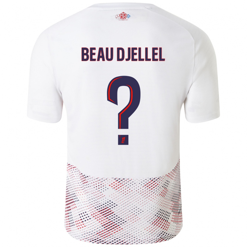 Gyermek Yanis Beau Djellel #0 Fehér Royal Blue Idegenbeli Jersey 2024/25 Mez Póló Ing