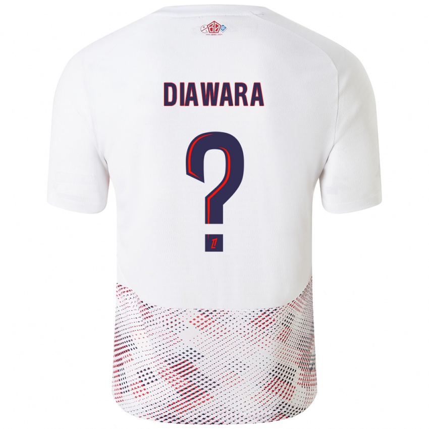 Gyermek Bakari Diawara #0 Fehér Royal Blue Idegenbeli Jersey 2024/25 Mez Póló Ing