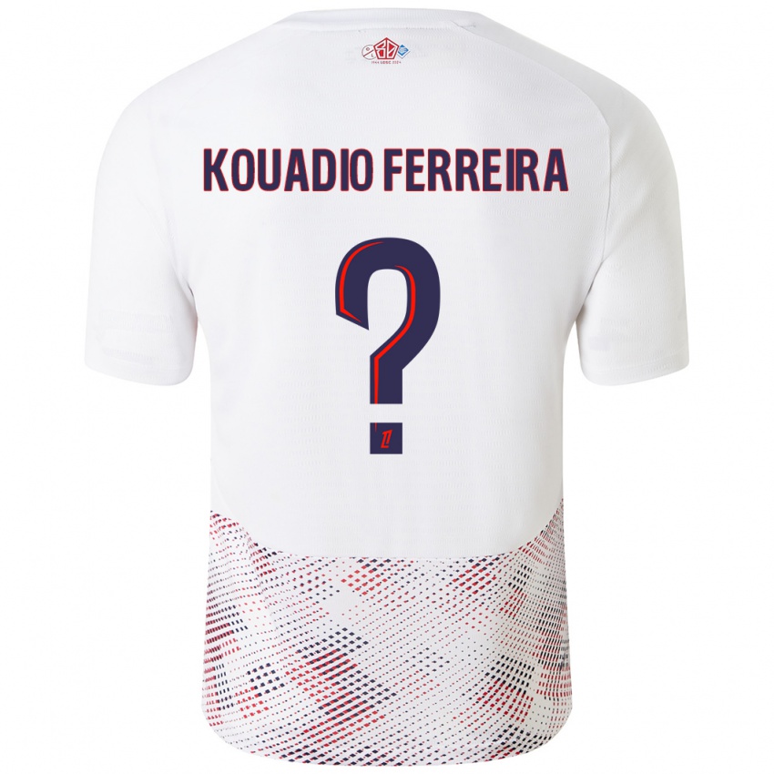 Gyermek Wilfrid Kouadio Ferreira #0 Fehér Royal Blue Idegenbeli Jersey 2024/25 Mez Póló Ing