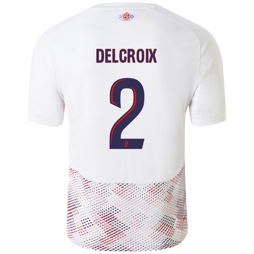 Gyermek Céleste Delcroix #2 Fehér Royal Blue Idegenbeli Jersey 2024/25 Mez Póló Ing