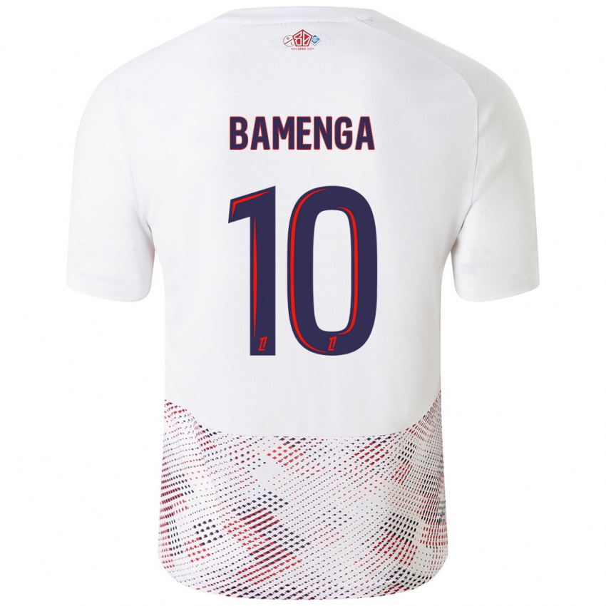 Gyermek Naomie Bamenga #10 Fehér Royal Blue Idegenbeli Jersey 2024/25 Mez Póló Ing