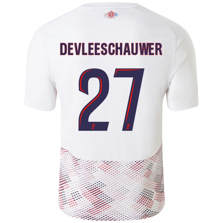 Gyermek Gwenaëlle Devleeschauwer #27 Fehér Royal Blue Idegenbeli Jersey 2024/25 Mez Póló Ing