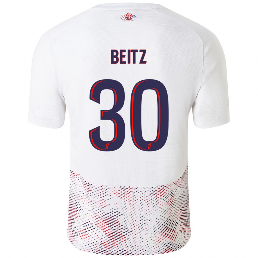 Gyermek Taylor Beitz #30 Fehér Royal Blue Idegenbeli Jersey 2024/25 Mez Póló Ing