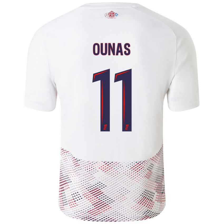 Gyermek Adam Ounas #11 Fehér Royal Blue Idegenbeli Jersey 2024/25 Mez Póló Ing