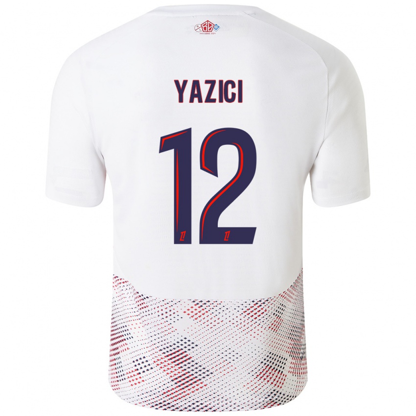 Gyermek Yusuf Yazici #12 Fehér Royal Blue Idegenbeli Jersey 2024/25 Mez Póló Ing