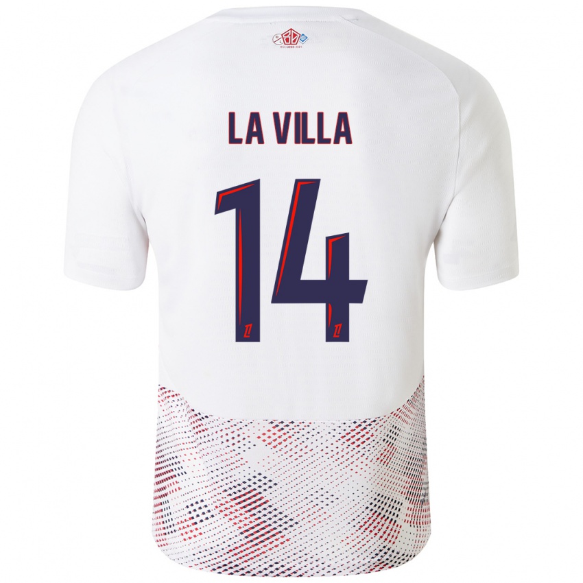 Gyermek Caroline La Villa #14 Fehér Royal Blue Idegenbeli Jersey 2024/25 Mez Póló Ing