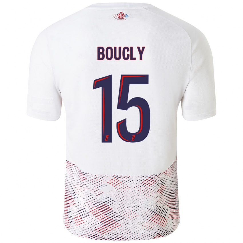 Gyermek Maite Boucly #15 Fehér Royal Blue Idegenbeli Jersey 2024/25 Mez Póló Ing