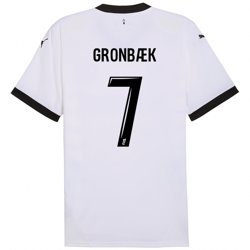 Gyermek Albert Grønbaek #7 Fehér Fekete Idegenbeli Jersey 2024/25 Mez Póló Ing