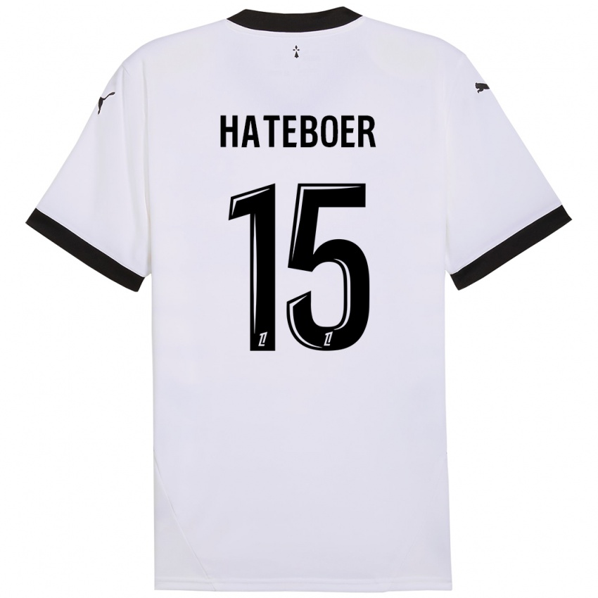 Gyermek Hans Hateboer #15 Fehér Fekete Idegenbeli Jersey 2024/25 Mez Póló Ing