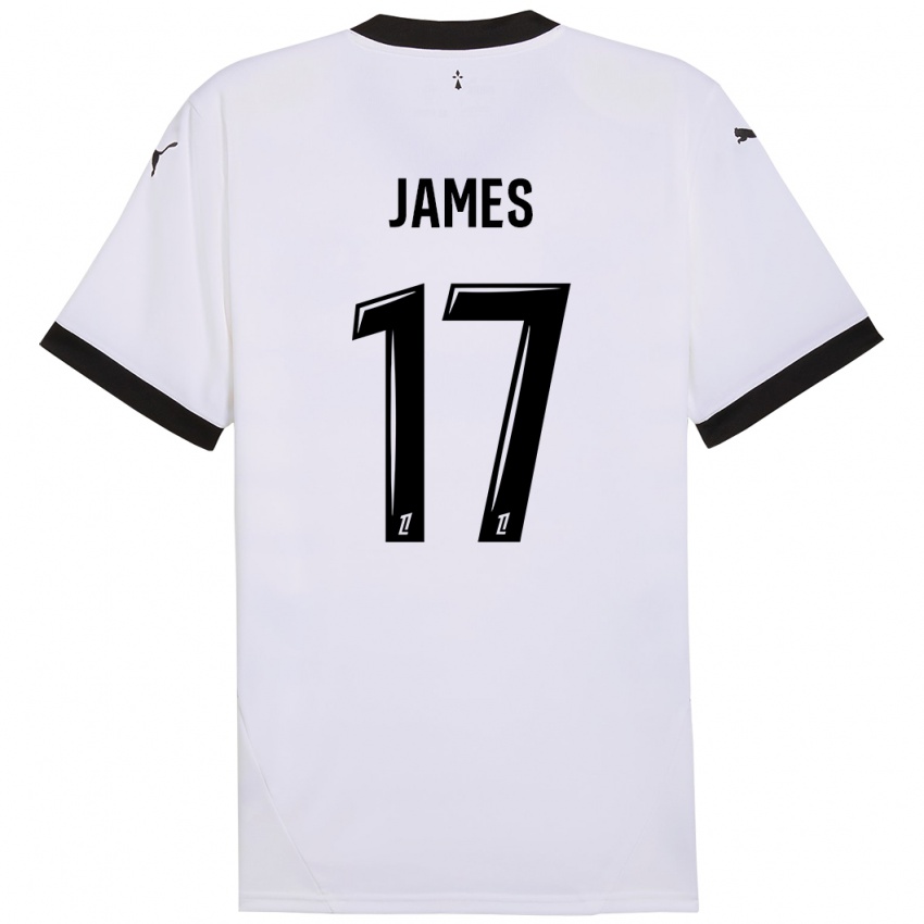 Gyermek Jordan James #17 Fehér Fekete Idegenbeli Jersey 2024/25 Mez Póló Ing