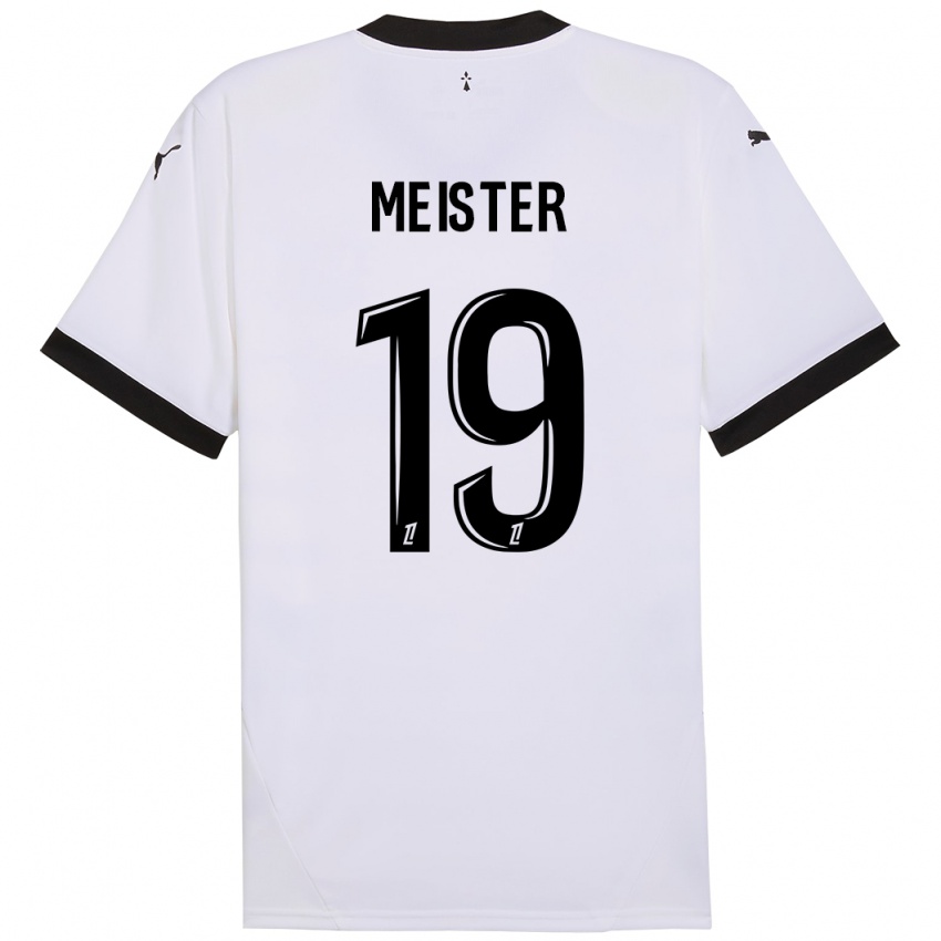 Gyermek Henrik Meister #19 Fehér Fekete Idegenbeli Jersey 2024/25 Mez Póló Ing