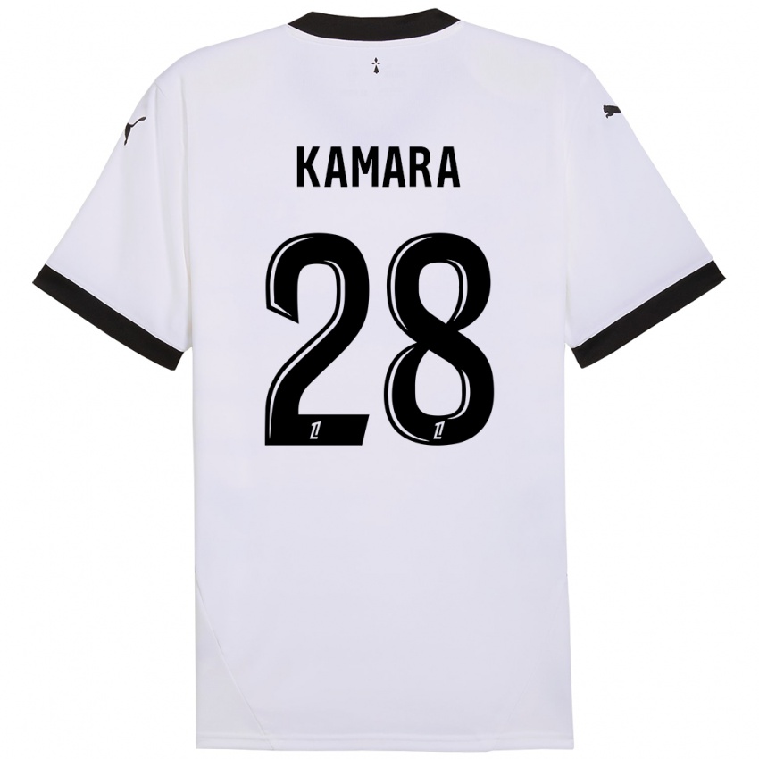 Gyermek Glen Kamara #28 Fehér Fekete Idegenbeli Jersey 2024/25 Mez Póló Ing