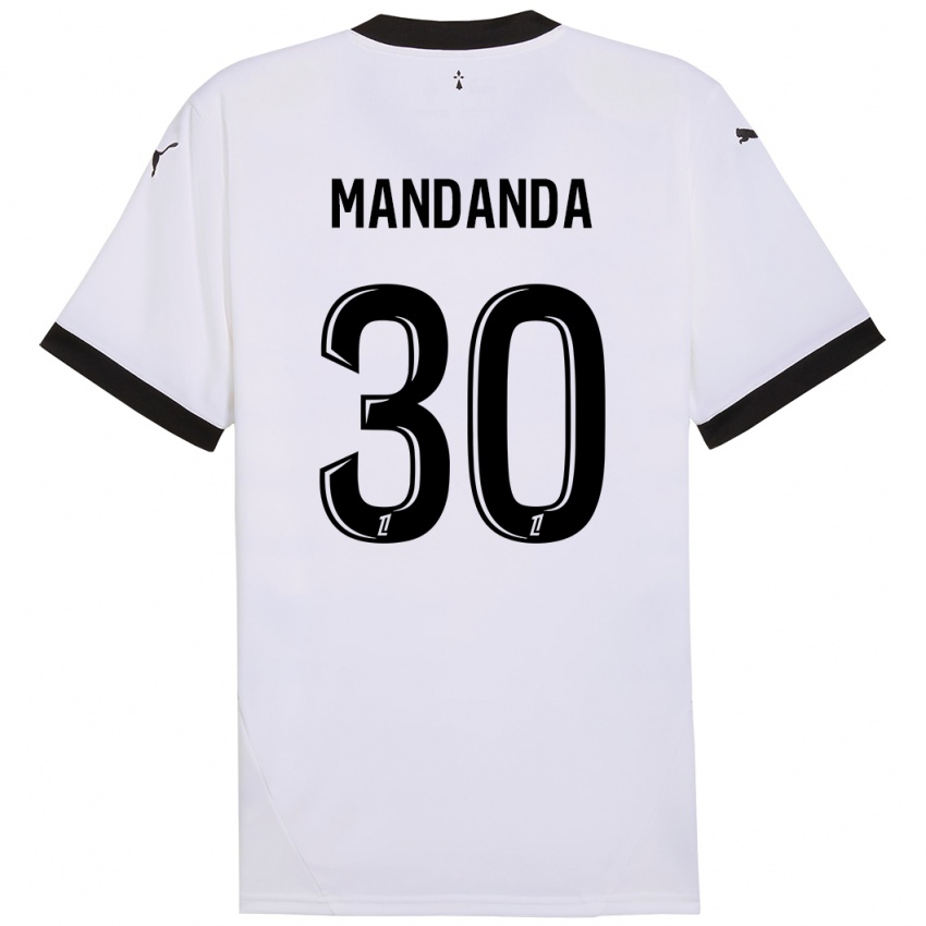 Gyermek Steve Mandanda #30 Fehér Fekete Idegenbeli Jersey 2024/25 Mez Póló Ing