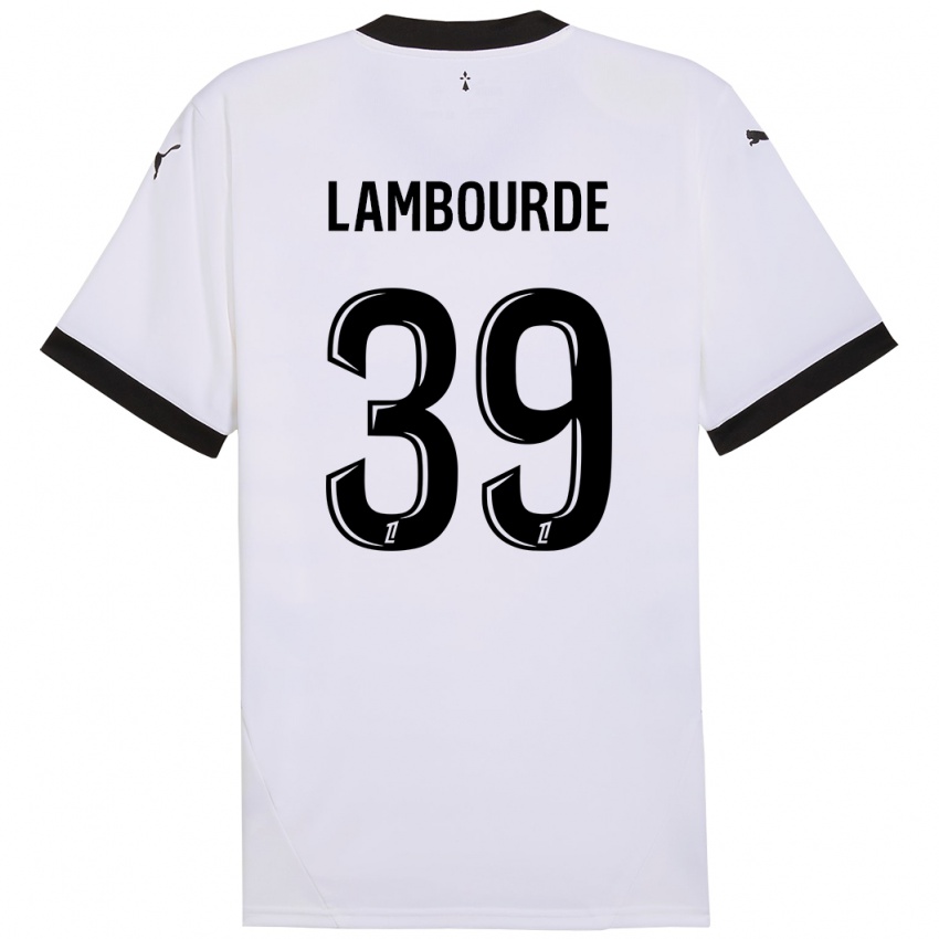 Gyermek Mathis Lambourde #39 Fehér Fekete Idegenbeli Jersey 2024/25 Mez Póló Ing