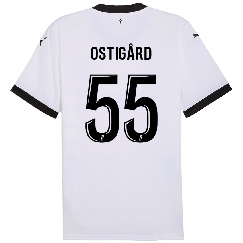 Gyermek Leo Ostigard #55 Fehér Fekete Idegenbeli Jersey 2024/25 Mez Póló Ing