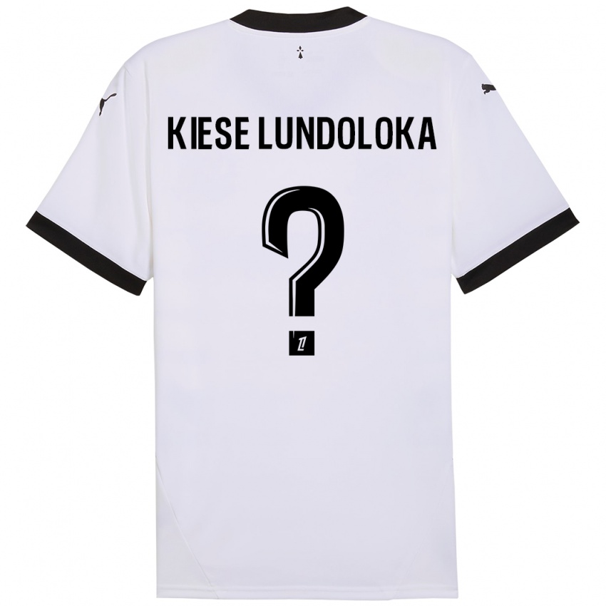 Gyermek Jeanslor Kiese Lundoloka #0 Fehér Fekete Idegenbeli Jersey 2024/25 Mez Póló Ing