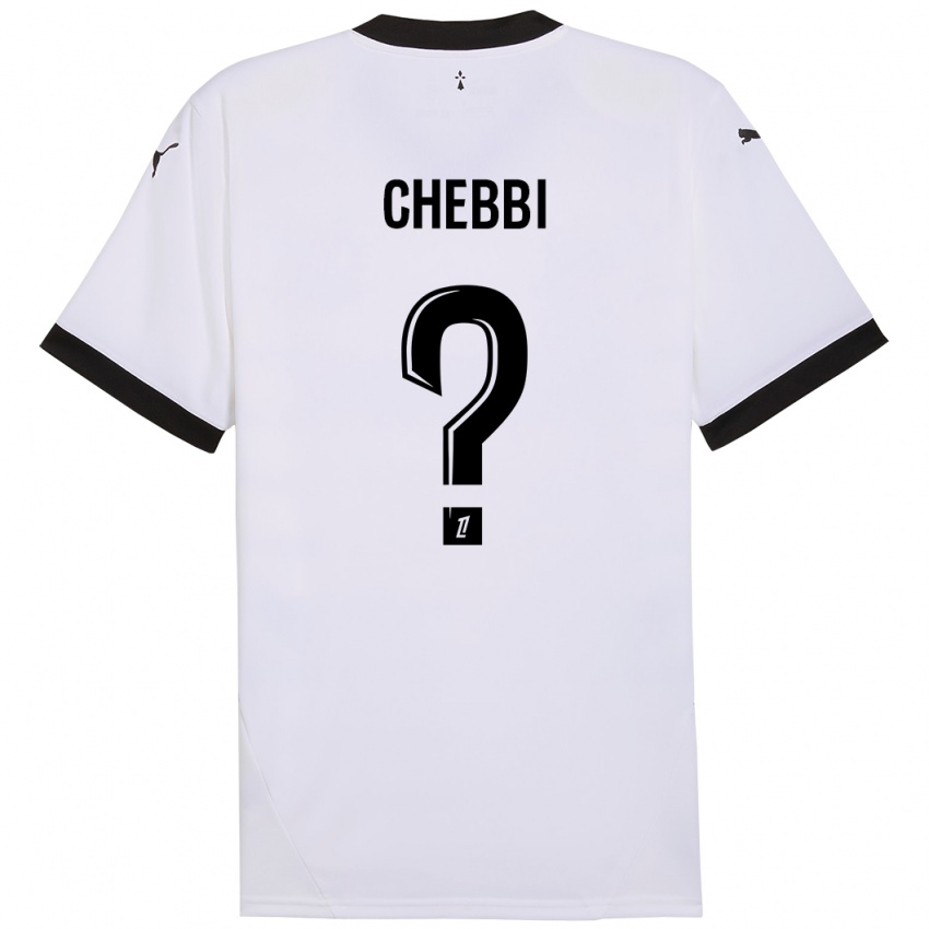 Gyermek Mohamed Chebbi #0 Fehér Fekete Idegenbeli Jersey 2024/25 Mez Póló Ing