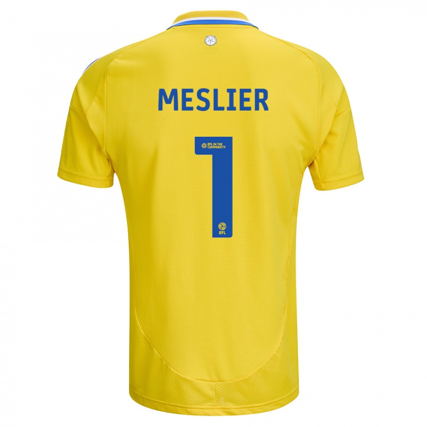 Gyermek Illan Meslier #1 Sárga Kék Idegenbeli Jersey 2024/25 Mez Póló Ing