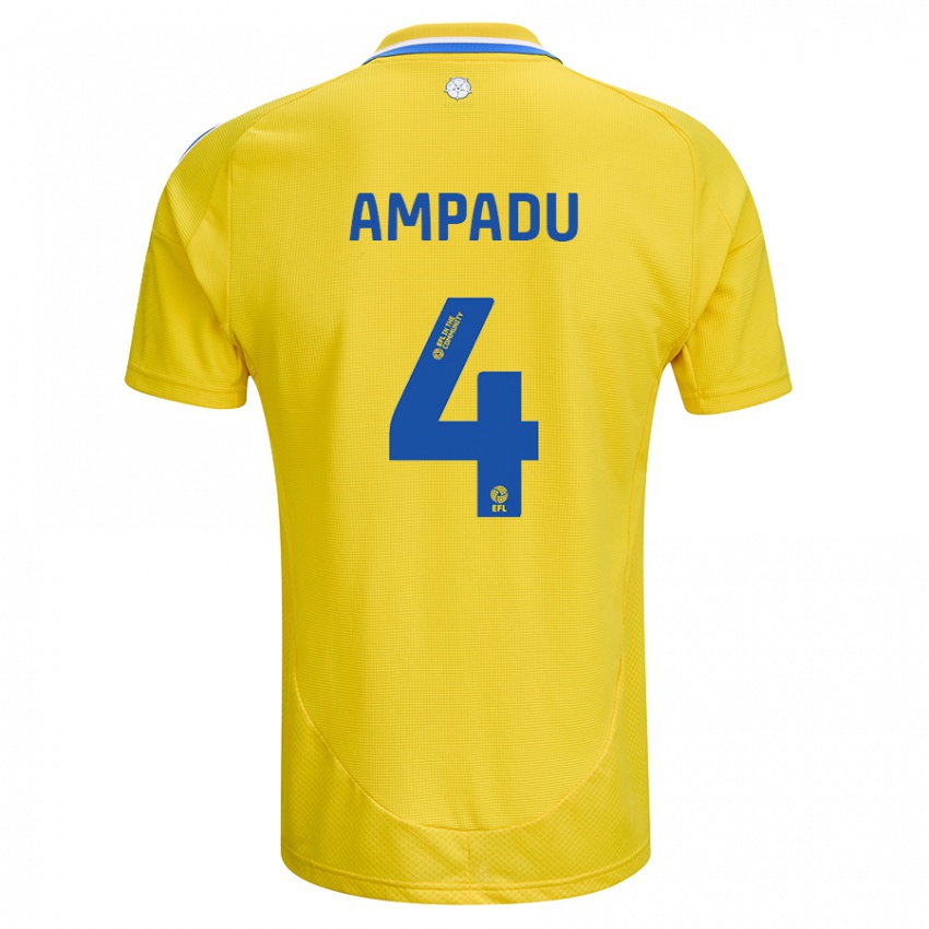 Gyermek Ethan Ampadu #4 Sárga Kék Idegenbeli Jersey 2024/25 Mez Póló Ing