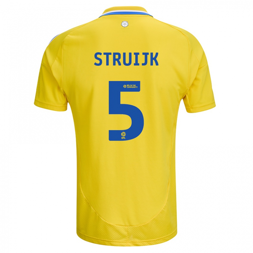 Gyermek Pascal Struijk #5 Sárga Kék Idegenbeli Jersey 2024/25 Mez Póló Ing