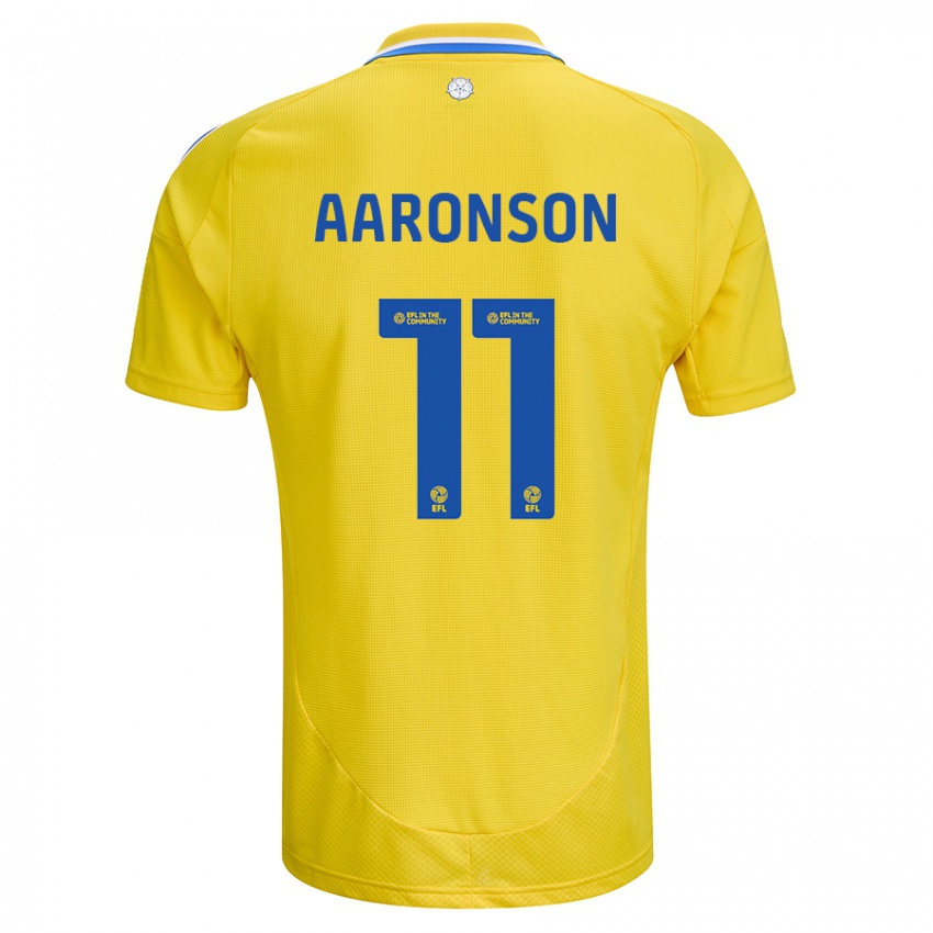 Gyermek Brenden Aaronson #11 Sárga Kék Idegenbeli Jersey 2024/25 Mez Póló Ing