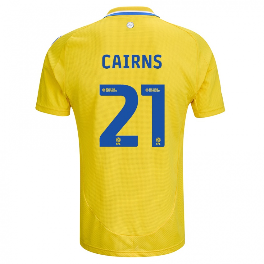 Gyermek Alex Cairns #21 Sárga Kék Idegenbeli Jersey 2024/25 Mez Póló Ing