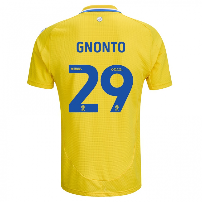 Gyermek Wilfried Gnonto #29 Sárga Kék Idegenbeli Jersey 2024/25 Mez Póló Ing