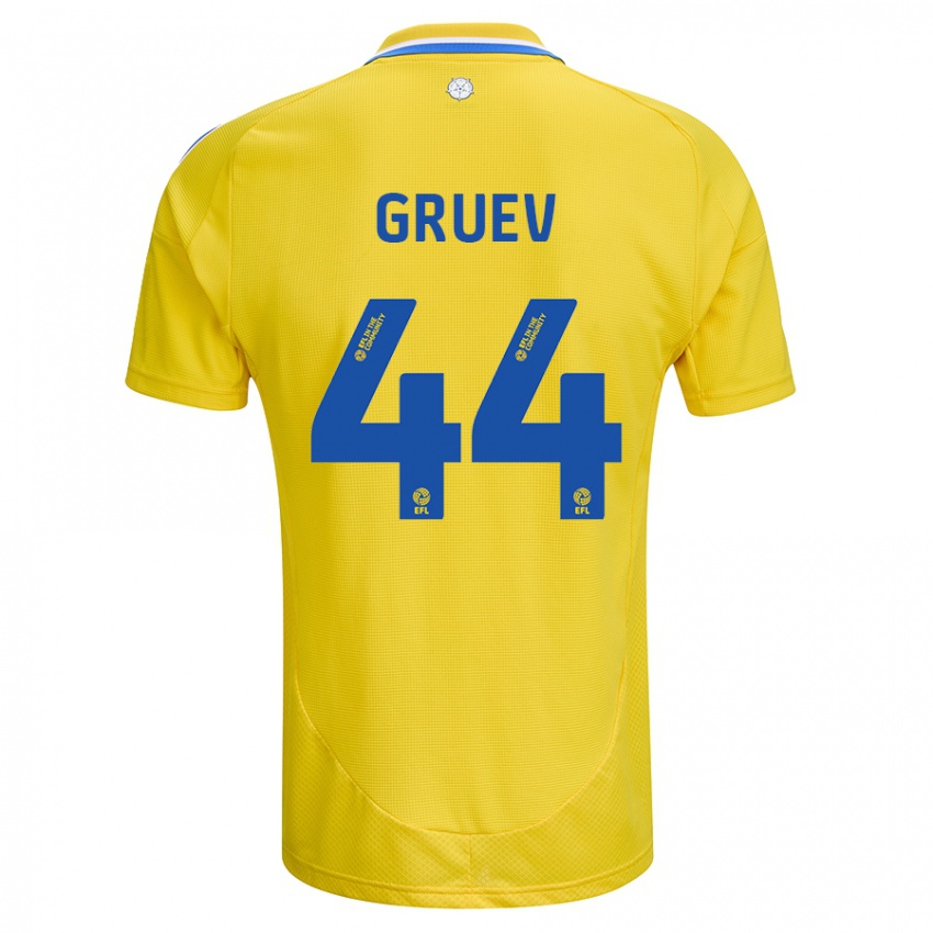 Gyermek Ilia Gruev #44 Sárga Kék Idegenbeli Jersey 2024/25 Mez Póló Ing