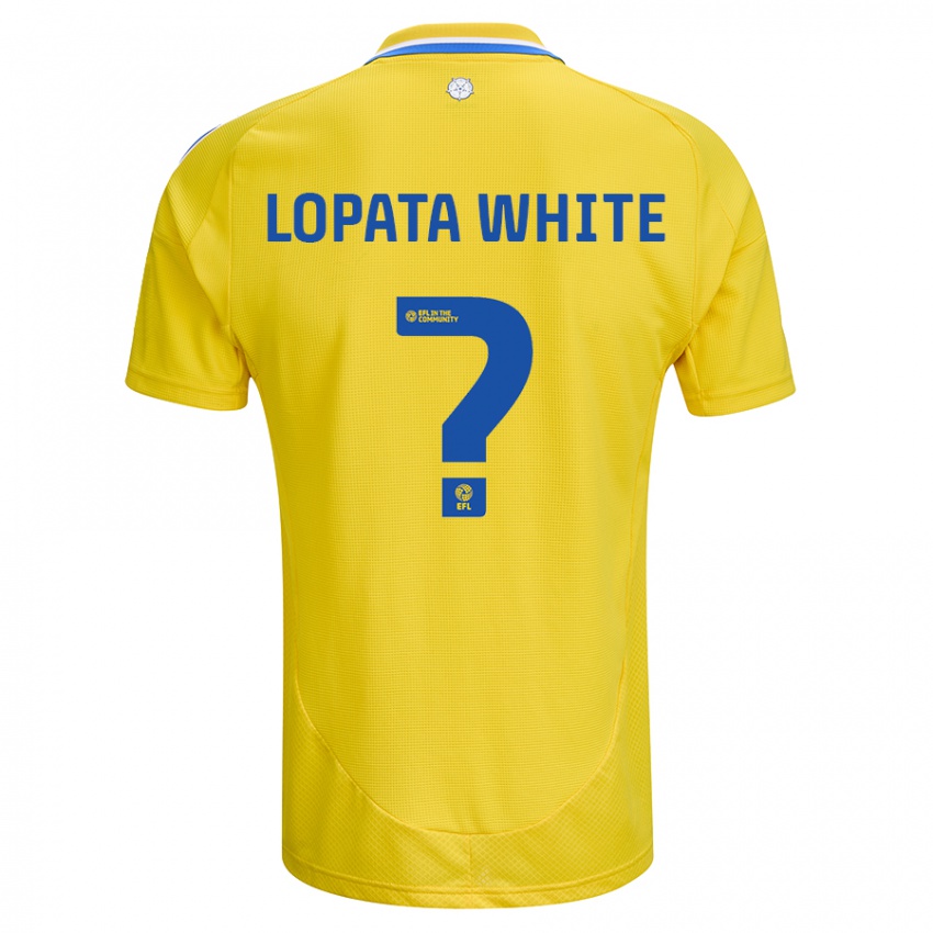 Gyermek Reuben Lopata-White #0 Sárga Kék Idegenbeli Jersey 2024/25 Mez Póló Ing