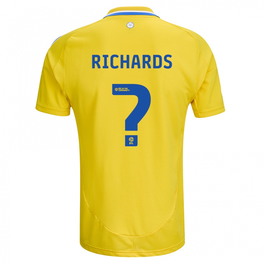 Gyermek Joe Richards #0 Sárga Kék Idegenbeli Jersey 2024/25 Mez Póló Ing