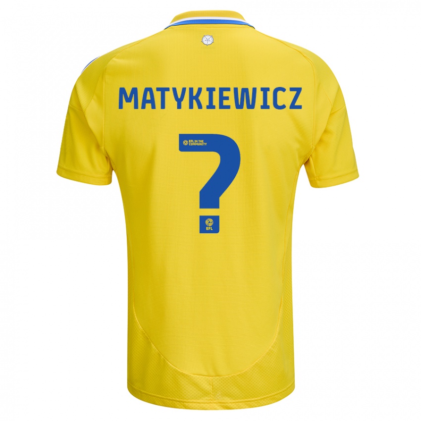 Gyermek Luke Matykiewicz #0 Sárga Kék Idegenbeli Jersey 2024/25 Mez Póló Ing