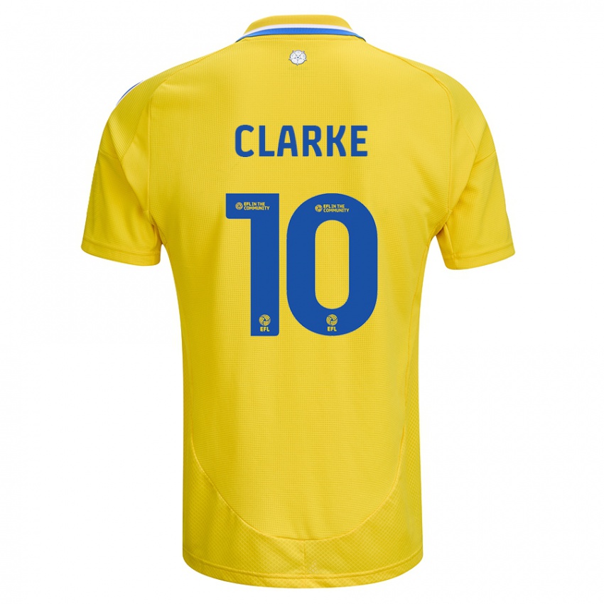 Gyermek Sarah Clarke #10 Sárga Kék Idegenbeli Jersey 2024/25 Mez Póló Ing