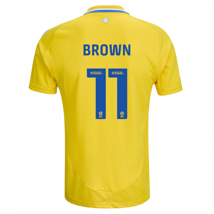 Gyermek Abbie Brown #11 Sárga Kék Idegenbeli Jersey 2024/25 Mez Póló Ing