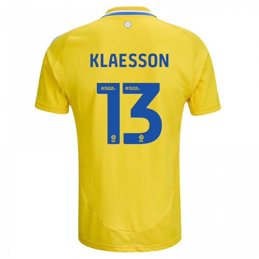 Gyermek Kristoffer Klaesson #13 Sárga Kék Idegenbeli Jersey 2024/25 Mez Póló Ing