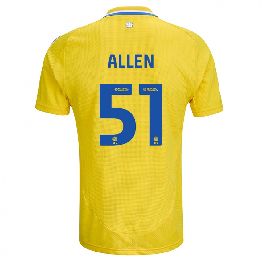 Gyermek Charlie Allen #51 Sárga Kék Idegenbeli Jersey 2024/25 Mez Póló Ing