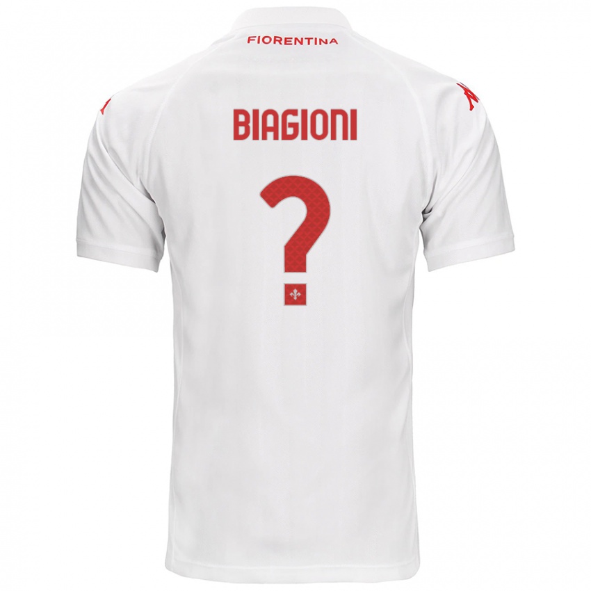 Gyermek Lorenzo Biagioni #0 Fehér Idegenbeli Jersey 2024/25 Mez Póló Ing