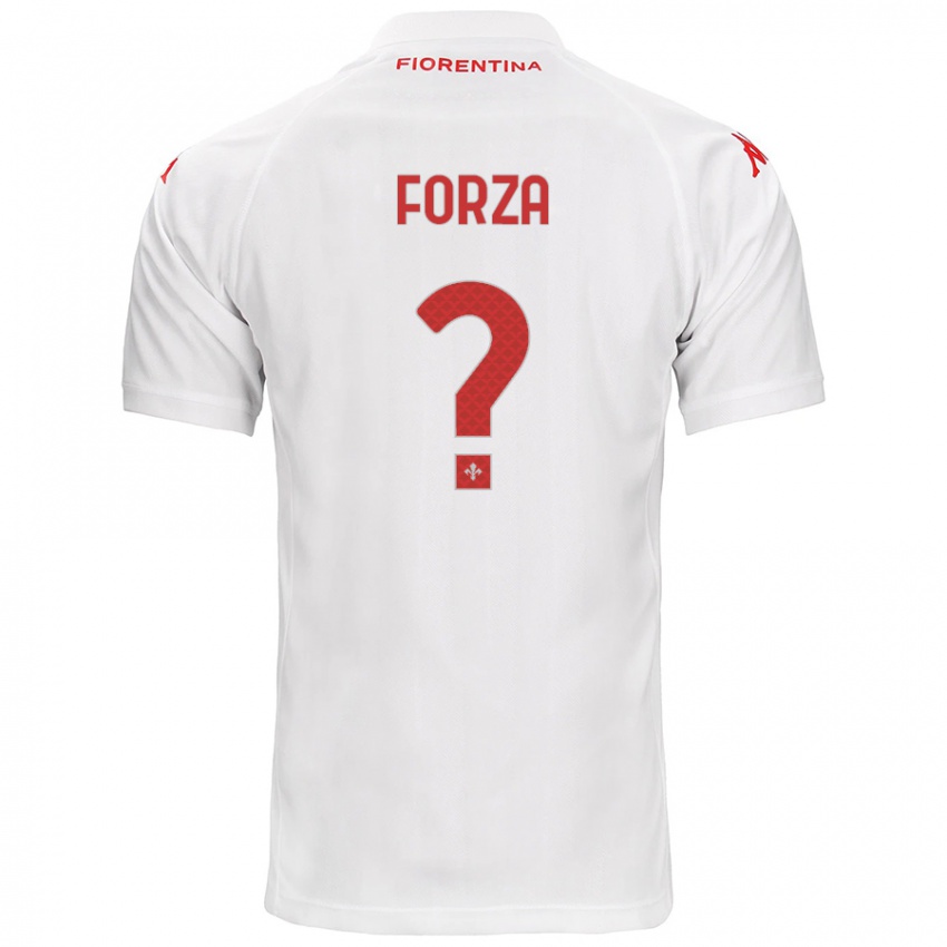 Gyermek Francesco Forza #0 Fehér Idegenbeli Jersey 2024/25 Mez Póló Ing