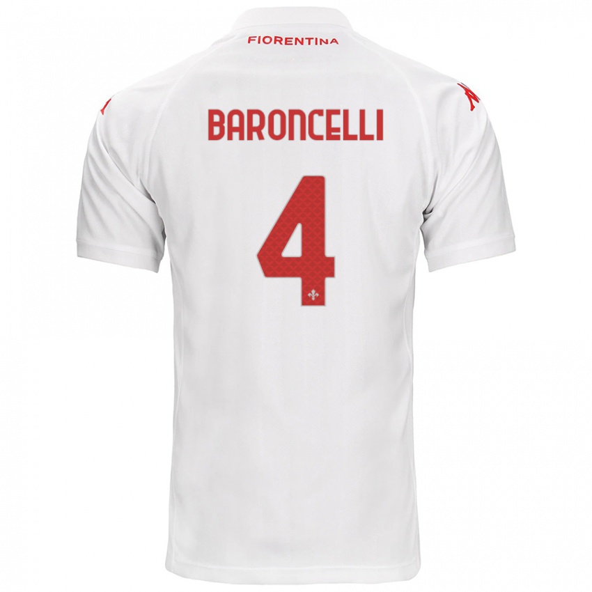 Gyermek Leonardo Baroncelli #4 Fehér Idegenbeli Jersey 2024/25 Mez Póló Ing