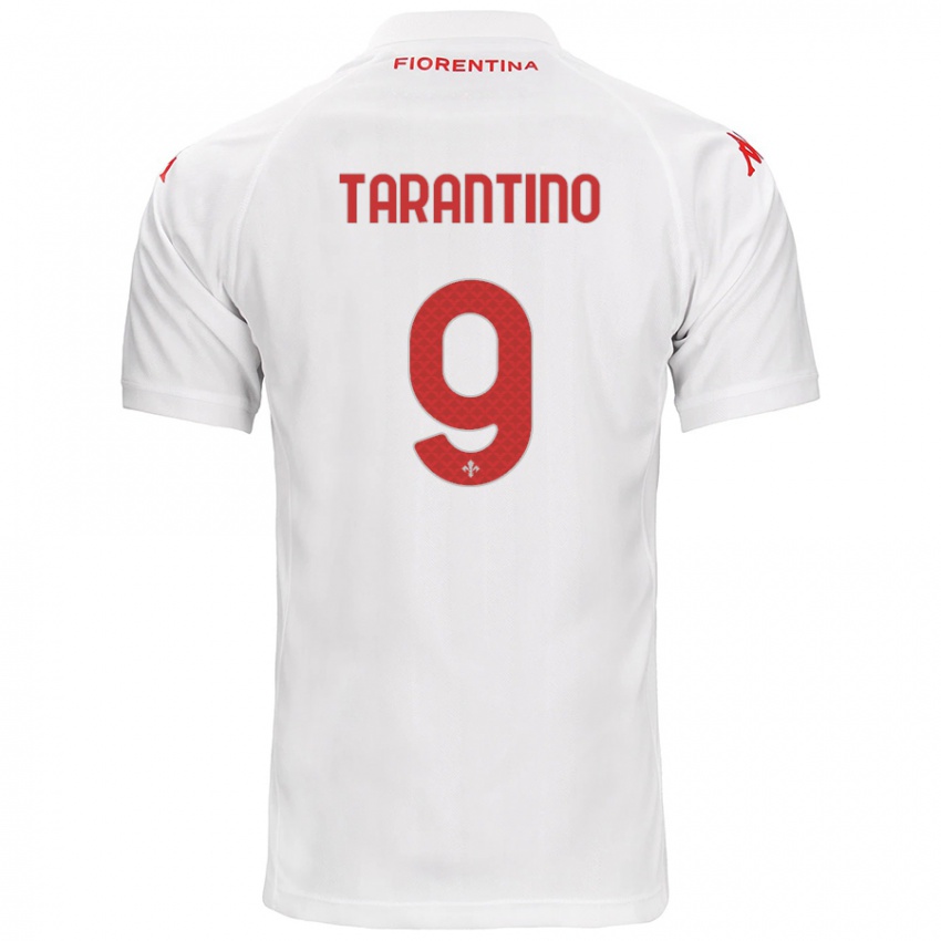 Gyermek Jacopo Tarantino #9 Fehér Idegenbeli Jersey 2024/25 Mez Póló Ing