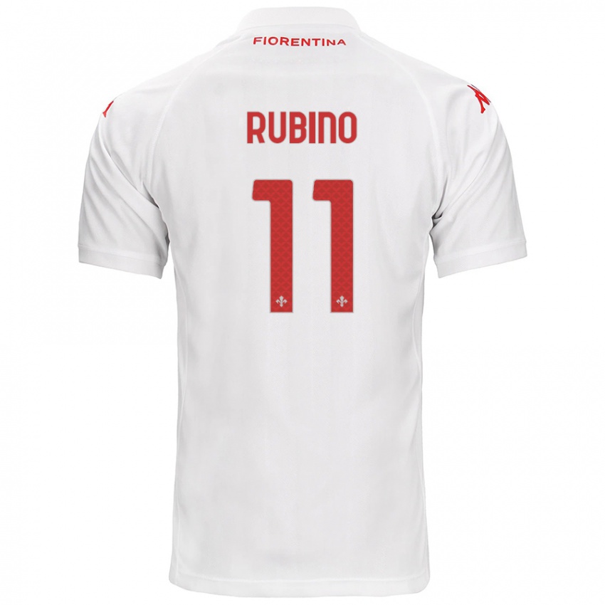 Gyermek Tommaso Rubino #11 Fehér Idegenbeli Jersey 2024/25 Mez Póló Ing