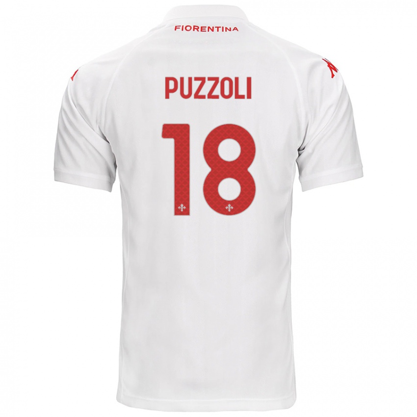 Gyermek Giorgio Puzzoli #18 Fehér Idegenbeli Jersey 2024/25 Mez Póló Ing