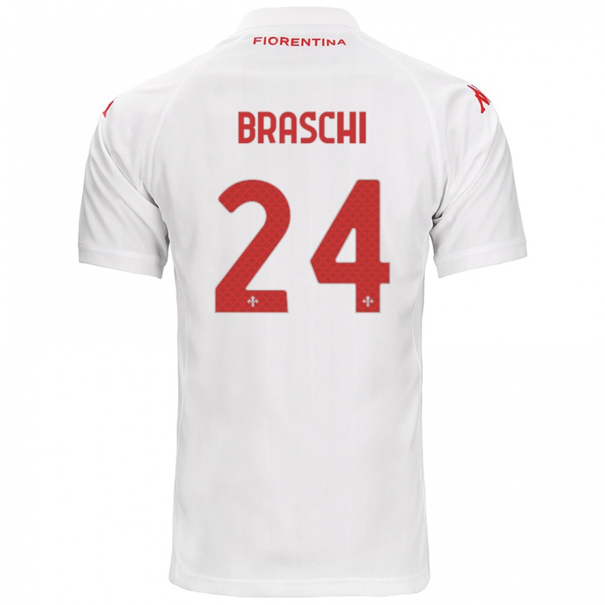 Gyermek Riccardo Braschi #24 Fehér Idegenbeli Jersey 2024/25 Mez Póló Ing