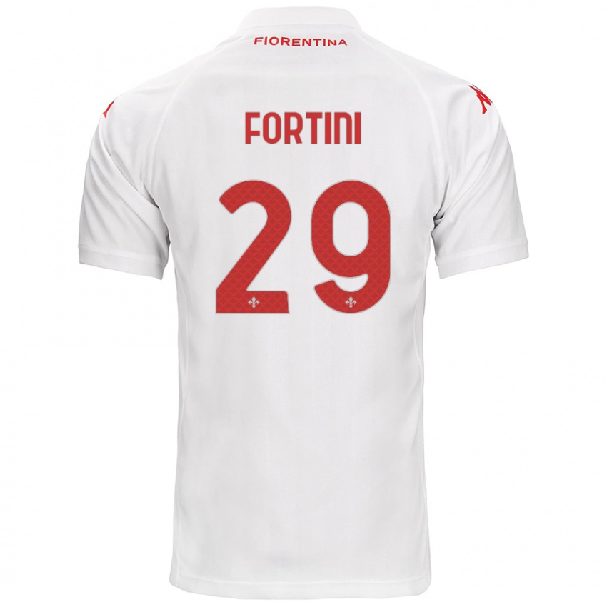 Gyermek Niccolò Fortini #29 Fehér Idegenbeli Jersey 2024/25 Mez Póló Ing