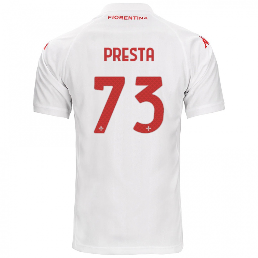 Gyermek Francesco Presta #73 Fehér Idegenbeli Jersey 2024/25 Mez Póló Ing