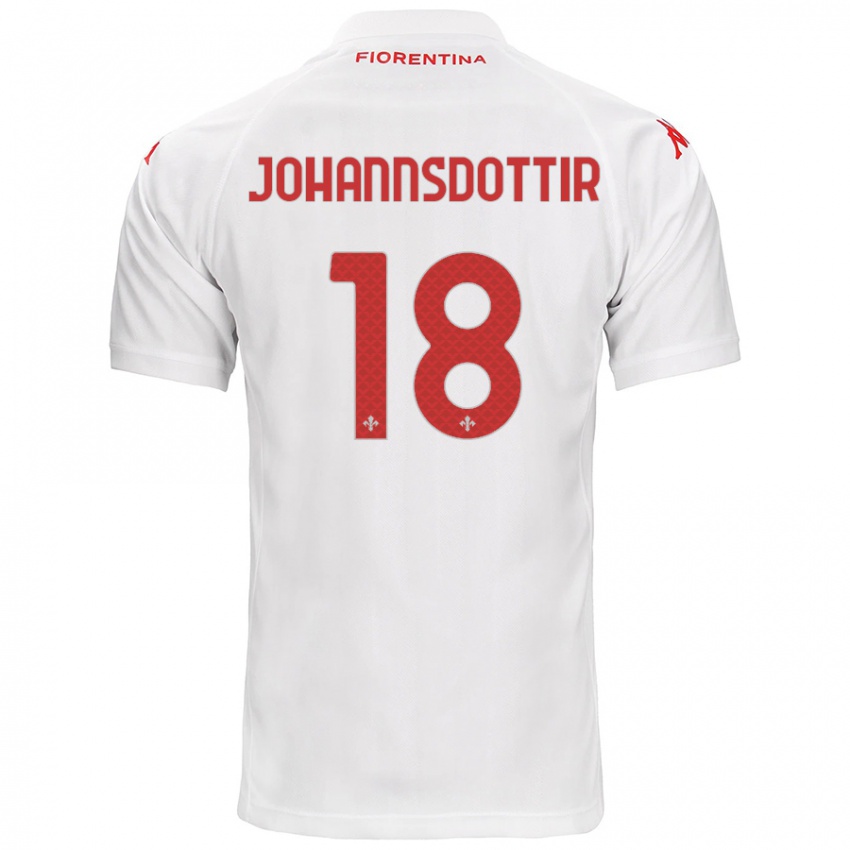 Gyermek Alexandra Jóhannsdóttir #18 Fehér Idegenbeli Jersey 2024/25 Mez Póló Ing