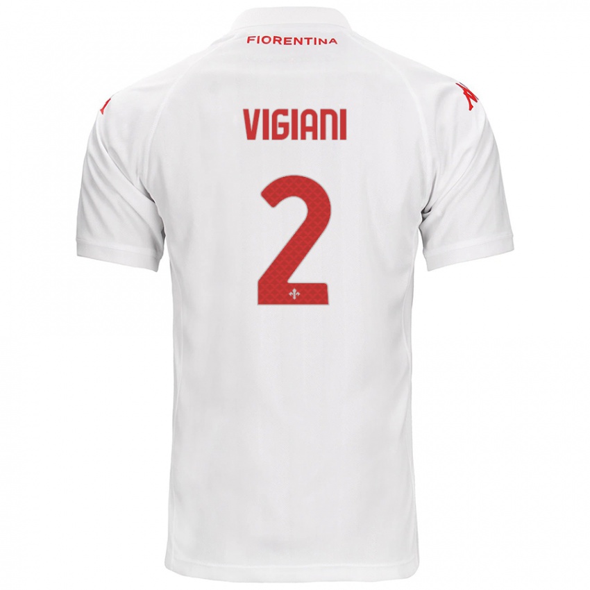 Gyermek Lorenzo Vigiani #2 Fehér Idegenbeli Jersey 2024/25 Mez Póló Ing