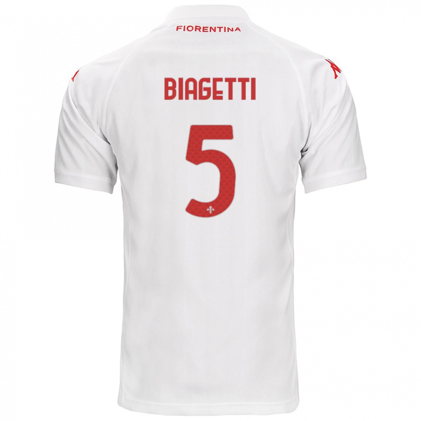 Gyermek Christian Biagetti #5 Fehér Idegenbeli Jersey 2024/25 Mez Póló Ing