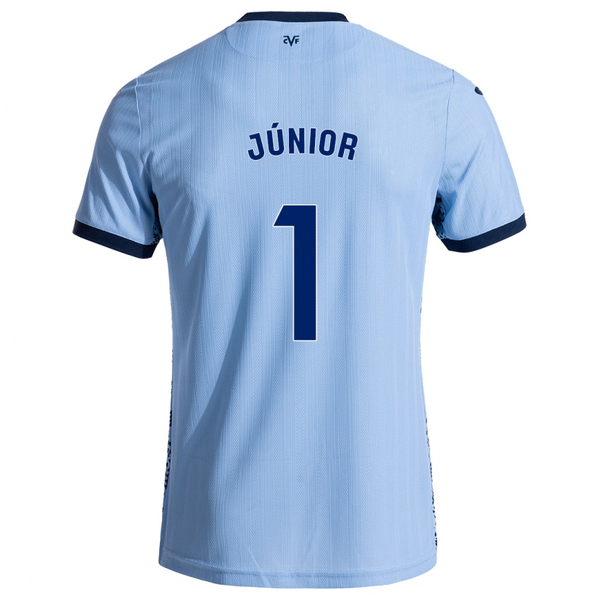 Gyermek Luiz Júnior #1 Ég Kék Idegenbeli Jersey 2024/25 Mez Póló Ing