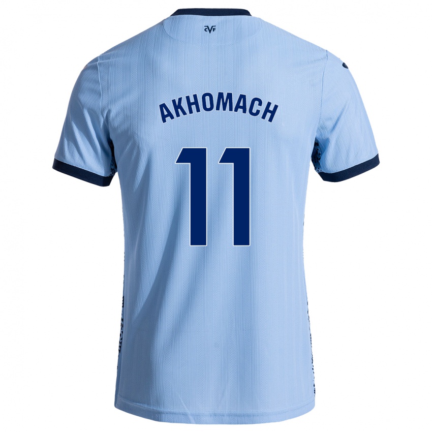 Gyermek Ilias Akhomach #11 Ég Kék Idegenbeli Jersey 2024/25 Mez Póló Ing