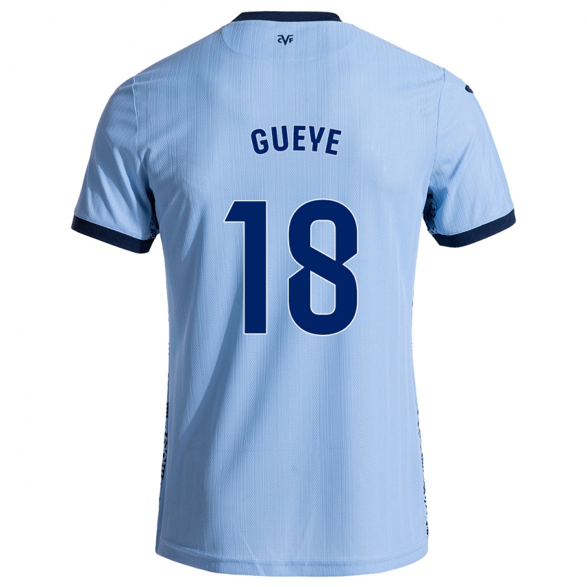 Gyermek Pape Gueye #18 Ég Kék Idegenbeli Jersey 2024/25 Mez Póló Ing